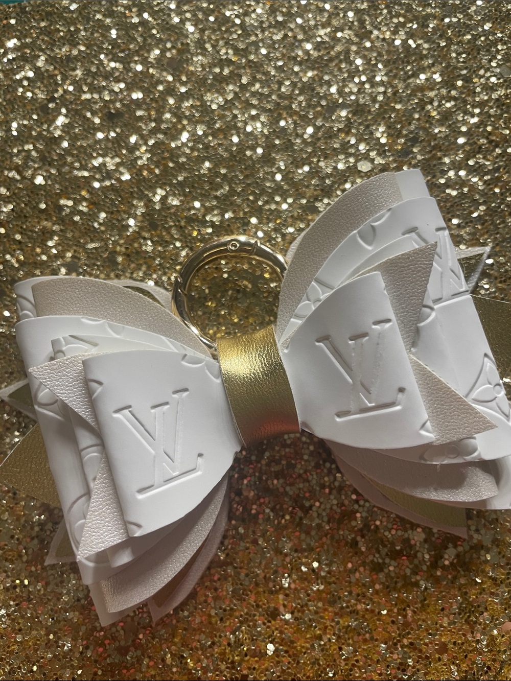 Large White Layered keychain bow